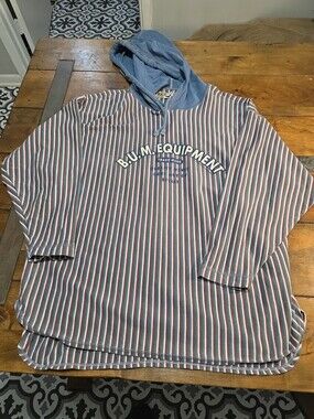 Vintage 90s BUM Equipment Striped Hoodie Mens L Boxy Grunge Skate Surf Tee